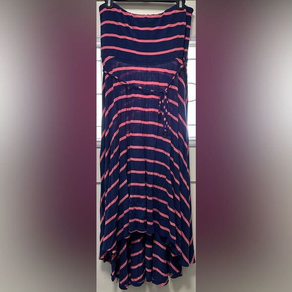 Motherhood Maternity Strapless Hi-Lo Dress Navy/Pink (521) - Picture 1 of 4